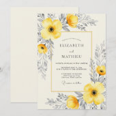 Yellow Charcoal Ethereal Summer Wedding 招待状 (正面/裏面)