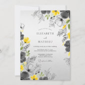 Yellow Charcoal Graceful Spring Wedding 招待状 (正面)
