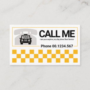 Yellow Checked 縁ど Telephone Taxy Motifドライバ 名刺