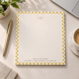 Yellow Checkerboard Custom Logo Business Branding ノートパッド