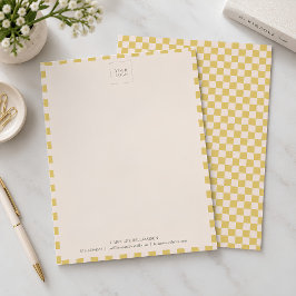 Yellow Checkerboard Custom Logo Business Branding レターヘッド