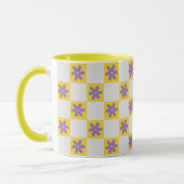 Yellow Checkerboard Floral Pattern – Purple Daisy  マグカップ (左)
