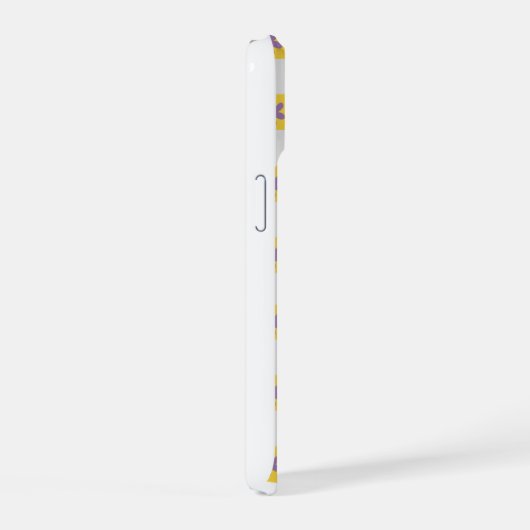 Yellow Checkerboard Floral Pattern – Purple Daisy  iPhone 15ケース (右側面)