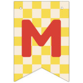 Yellow Checkerboard Merry & Bright Bunting Banner バンティングフラッグ (第3の旗)