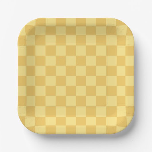 Yellow Checkerboard Pattern ペーパープレート (正面)