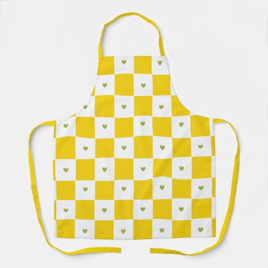 Yellow Checkered All-Over Print Apron エプロン (正面)