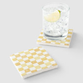 Yellow Checkered Decorative Stone Coaster ストーンコースター (横)