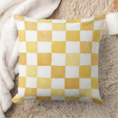 Yellow Checkered Decorative Throw Pillow  クッション (ブランケット)