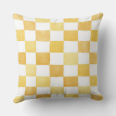 Yellow Checkered Decorative Throw Pillow  クッション (裏面)