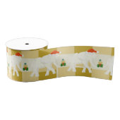 Yellow Checkered White Elephant Christmas Party グログランリボン (リール)