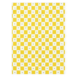 Yellow Checkered with Green Heart Tablecloth テーブルクロス
