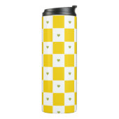Yellow Checkered with Green Heart Thermal Tumbler タンブラー (回転左)