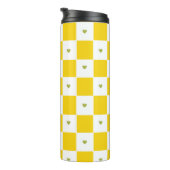 Yellow Checkered with Green Heart Thermal Tumbler タンブラー (回転右)