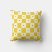 Yellow Checkered with Green Heart Throw Pillow クッション (正面)