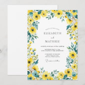 Yellow Cheerful Summer Wedding 招待状 (正面/裏面)