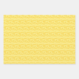 Yellow Cheese Slice Pattern ラッピングペーパーシート