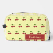 Yellow Cherry Gingham Pattern Simple Red Fruit ドップキット (正面)