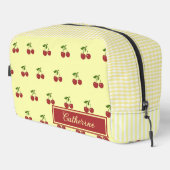 Yellow Cherry Gingham Pattern Simple Red Fruit ドップキット (右コーナー)