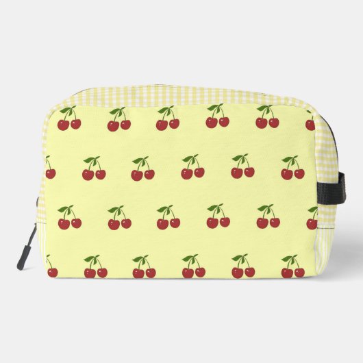 Yellow Cherry Gingham Pattern Simple Red Fruit ドップキット (裏面)