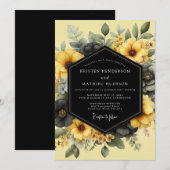 Yellow Chiaroscuro Flora Wedding 招待状 (正面/裏面)