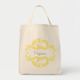 Yellow Chic Damask Tote Bag トートバッグ