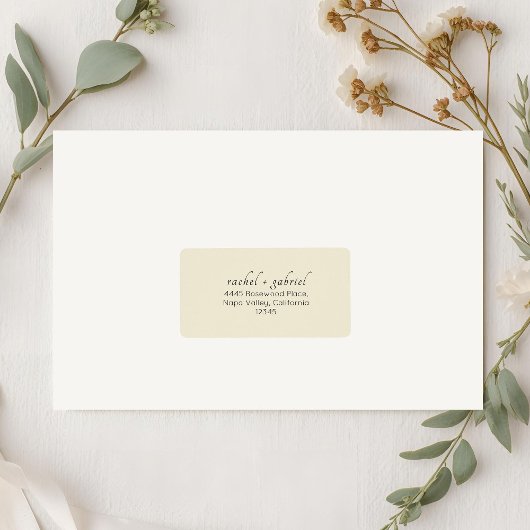 Yellow | Chic Simple Clean Wedding Address  ラベル