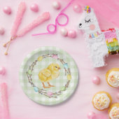 Yellow Chick And Pastel Willow Wreath Easter ペーパープレート (パーティー)