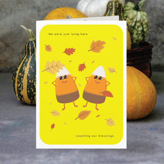 Yellow | Chocolate Candy Corn Couple | Fall シーズンカード