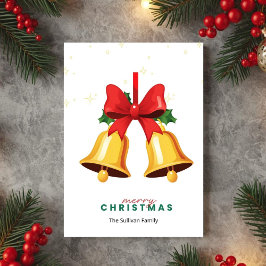 Yellow Christmas Bells Holiday Greeting Card シーズンカード