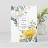 Yellow Chrysanthemum White Peony Eucalyptus 招待状 (スタンド正面)