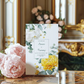 Yellow Chrysanthemum White Peony Eucalyptus 招待状