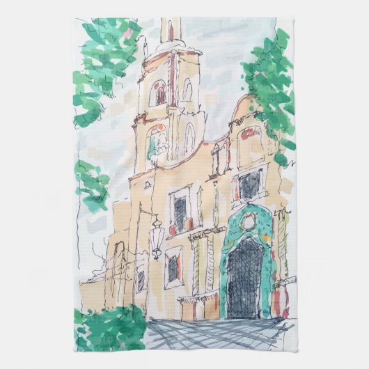 Yellow Church キッチンタオル (縦)