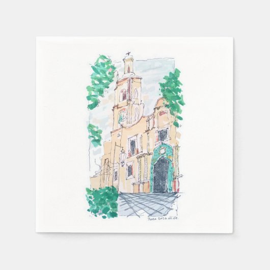 Yellow Church スタンダードカクテルナプキン (正面)