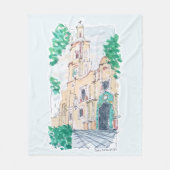 Yellow Church フリースブランケット (正面)