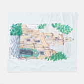 Yellow Church フリースブランケット (正面(横))