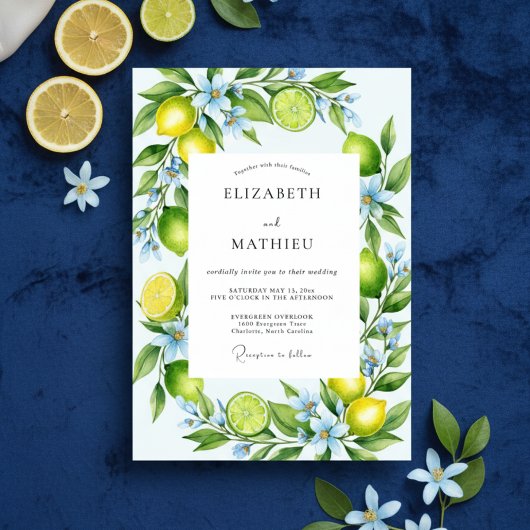 Yellow Citrus Bloom Wedding 招待状