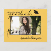 Yellow Class of 2025 Graduation Photo Thank You ポストカード (正面)
