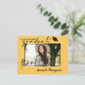 Yellow Class of 2025 Graduation Photo Thank You ポストカード (スタンド正面)