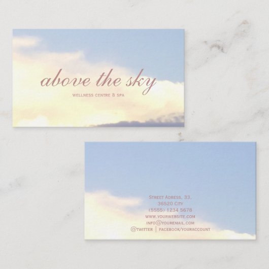 Yellow clouds zen sunset blue sky photograph card 名刺 (正面/裏面)