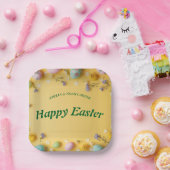 Yellow colorful  Easter BRUNCH & HUNT ペーパープレート (パーティー)