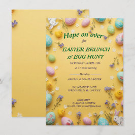 Yellow colorful  Easter BRUNCH & HUNT 招待状