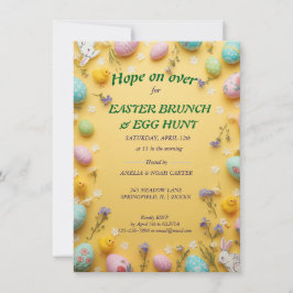 Yellow colorful  Easter BRUNCH & HUNT 招待状