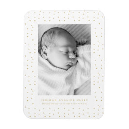 Yellow Confetti Baby Birth Announcement Photo Card マグネット
