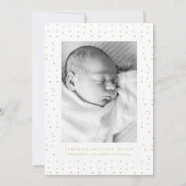 Yellow Confetti Baby Birth Announcement Photo Card 案内状