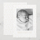 Yellow Confetti Baby Birth Announcement Photo Card 案内状 (正面/裏面)