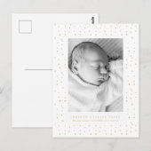 Yellow Confetti Baby Birth Announcement Postcard ポストカード (正面/裏面)