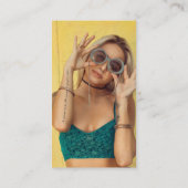 Yellow Connect with UsソーシャルメディアQRコード写真 名刺 (裏面)