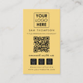 Yellow Connect with UsソーシャルメディアQRコード写真 名刺 (正面)