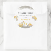 Yellow Construction Trucks Birthday Thank You ラウンドシール (バッグ)