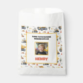 Yellow Construction Trucks Boy Birthday Thank You  フェイバーバッグ (正面)